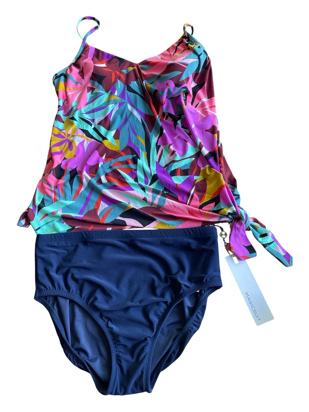 Magicsuit Palm Springs Multi Alex Underwire Bra Tankini Top and Navy Blue Bottom